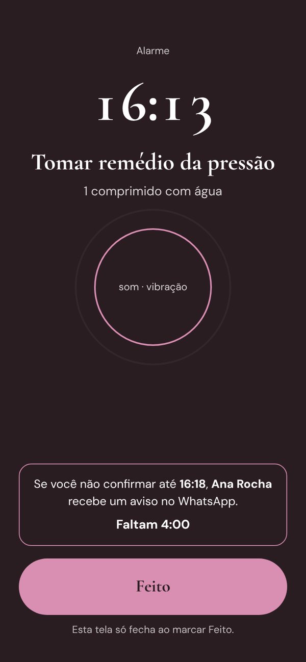 App Lembretes: alarme tocando em tela cheia