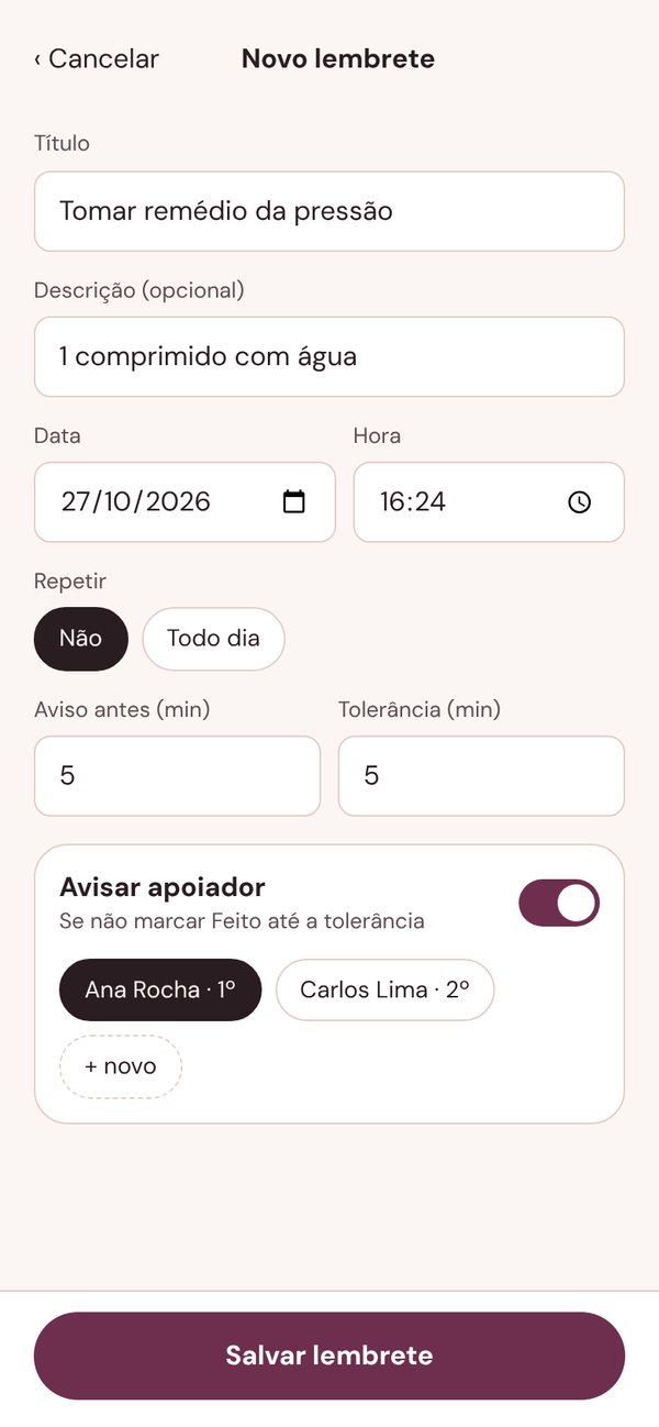 App Lembretes: criando um novo lembrete